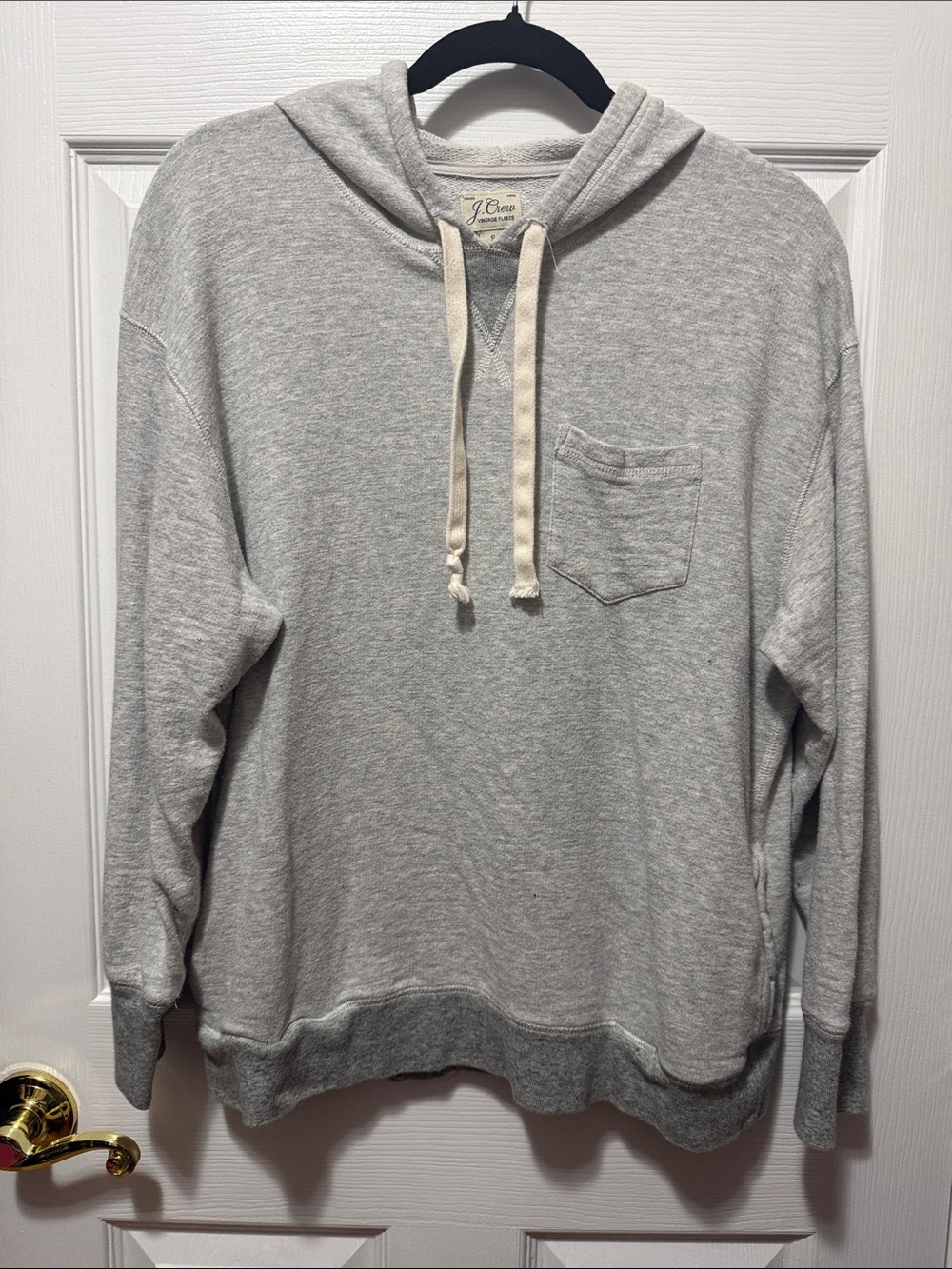 J. Crew Light Gray Pullover Hoodie with Chest Pocket